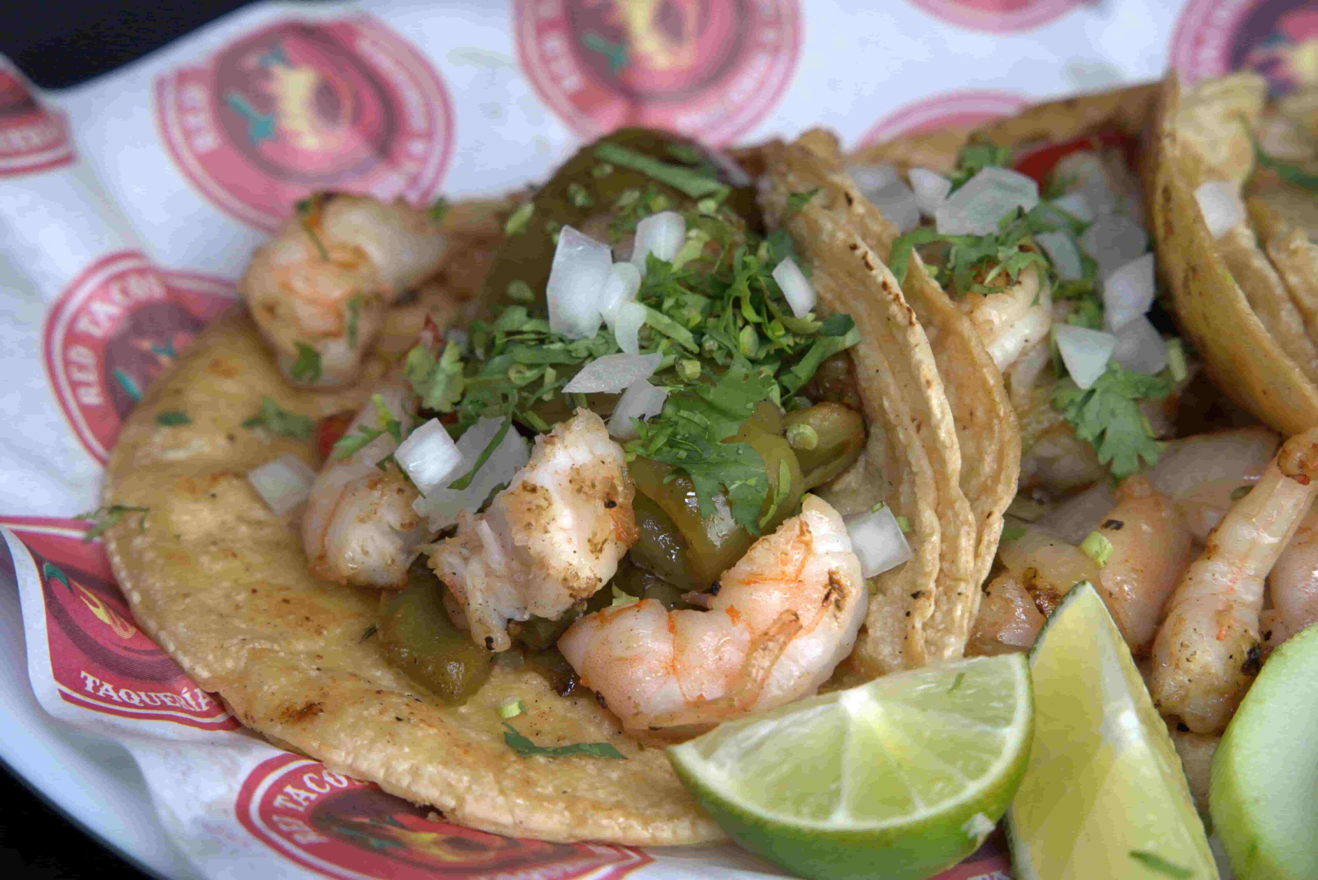 Shrimp tacos at Red Tacos