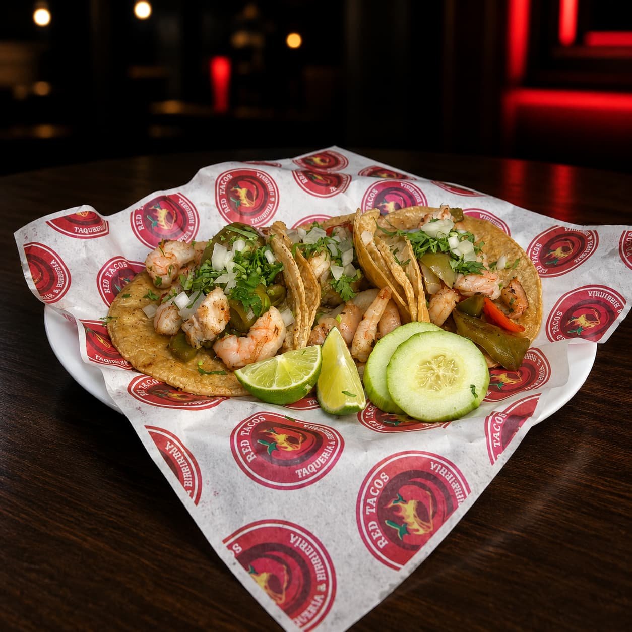 Shrimp tacos at Red Tacos